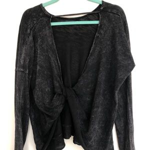 Washed Black Tie-Back Top ; Size Large
